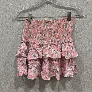 Musette Botique Floral Pink Ruffle Skirt - XS
